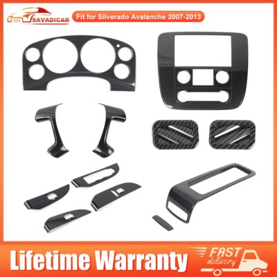 12xCarbon Fiber Interior Dash Full Cover Trim For Chevy Suburban Avalanche 07-13