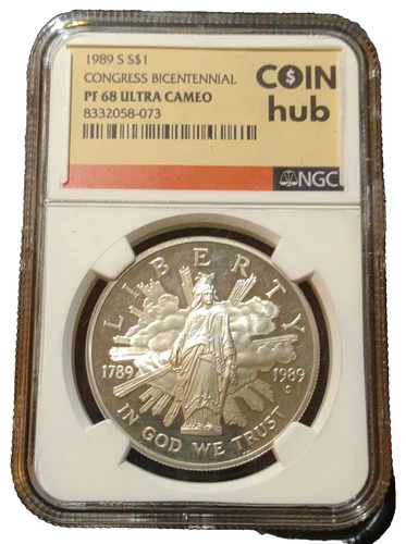 1989 S Congress Bicentennial Commemorative Silver Coin $1 NGC PF68 ULTRA CAMEO