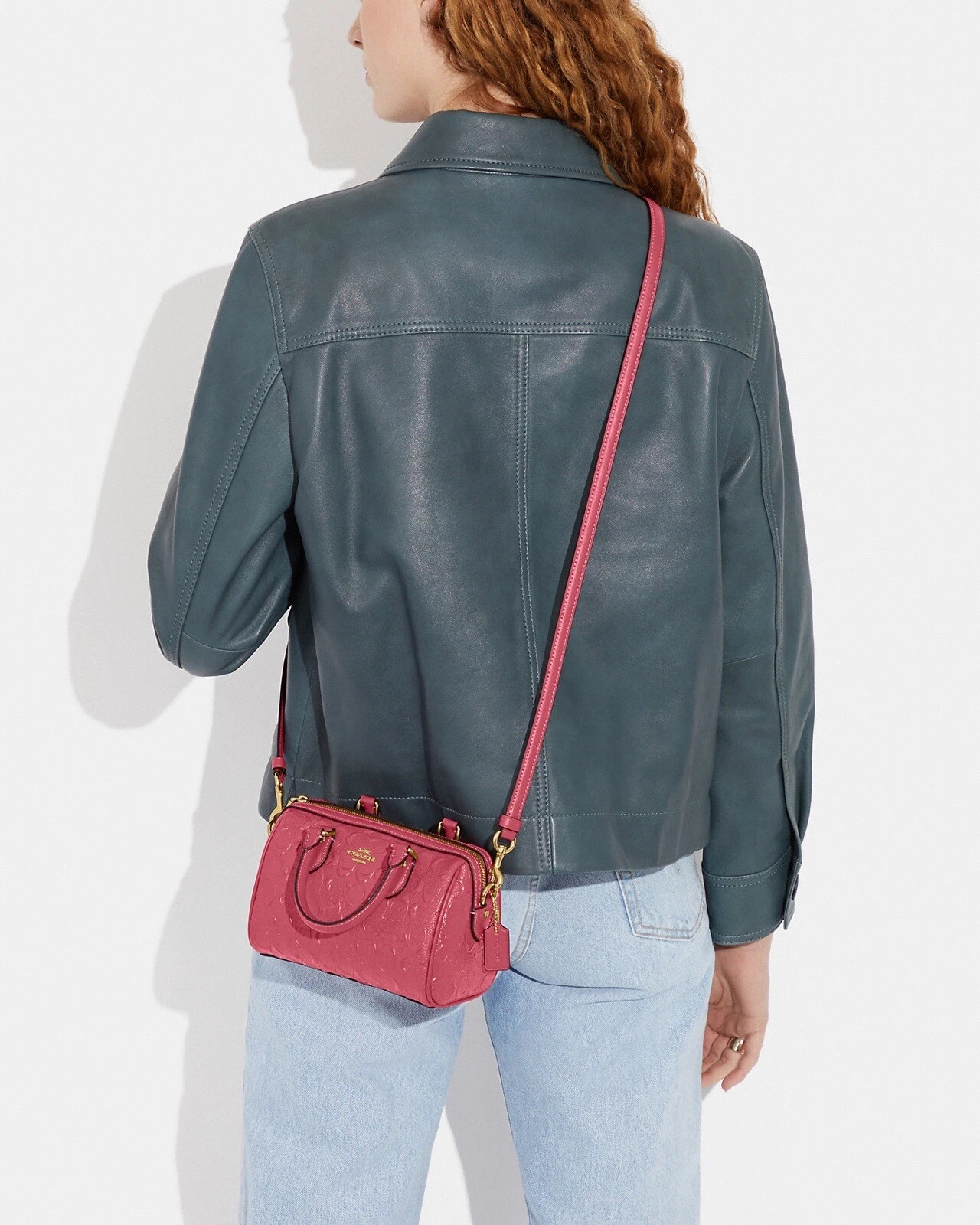 ?Tracolla Coach CH276 Mini Rowan nuova con etichette firmata pelle oro fragola Haze