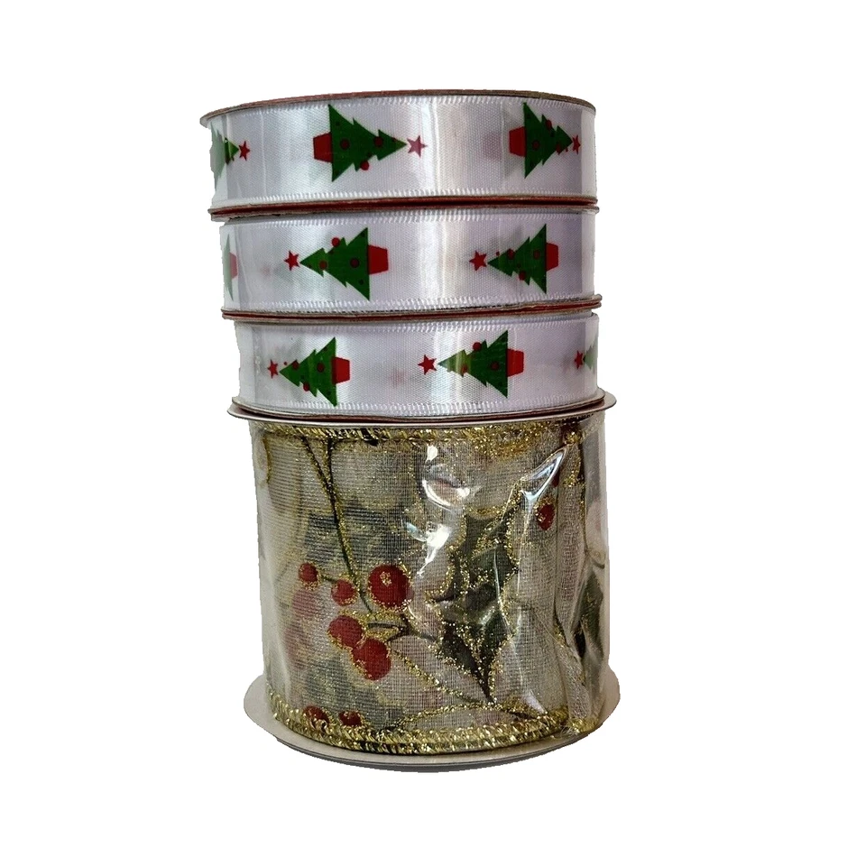 Lote De Cinta De Vacaciones De Colección - 17 Piezas Borde Con Cable | Satén | Borde | Cinta De Navidad Foto 3 de 4