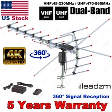990 Miles Amplified Outdoor TV Antenna Motorized V/UHF HDTV 1080P 4K 360° Rotate