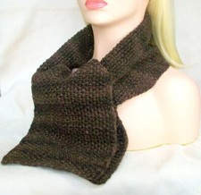 BROWN SCARF NECK WARMER WINTER FALL PURE WOOL NEW HAND KNITTED 50  LONG