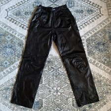 Vintage 90s Womens Leather Pants Size 6 Made In Korea Black Leather Slacks 29  