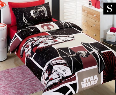 Star Wars Movie Patch Single Bed Duvet Quilt Doona Cover Set Black