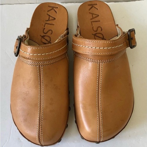 KALSO EARTH SHOE WOMEN'S MULES & CLOGS SHANTI LEATHER WOOD SIZE 6W NATURAL - Picture 3 of 12