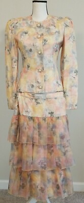 Women's Opalis By Frank Hahn Vintage Floral Skirt Suit Size 4