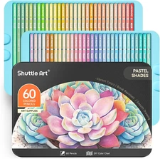 Shuttle Art 60 Pastel Colored Pencils, Colored Pencils for Adult Coloring, Soft 