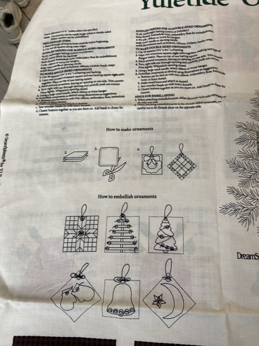 Vintage Cranston Prints Dream Spinners Yuletide Ornament Blocks Cut & Sew Panel - Picture 8 of 9