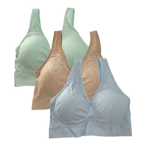 3 Pack Rhonda Shear Jacquard Ahh Bra w/ Removable Pads 9203 S-XL 695-963 *Pick - Picture 4 of 36