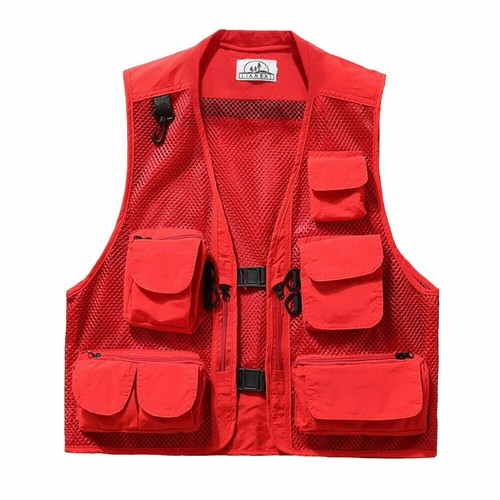 Womens Men Mesh Utility Vest Jacket Waistcoat Fishing Gilet Multi Pocket Classic - Picture 13 of 17