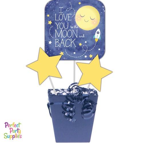 Moon And Back Party Supplies Centerpiece Sticks 3Pk Blue Baby Shower Stars Space - Picture 2 of 2