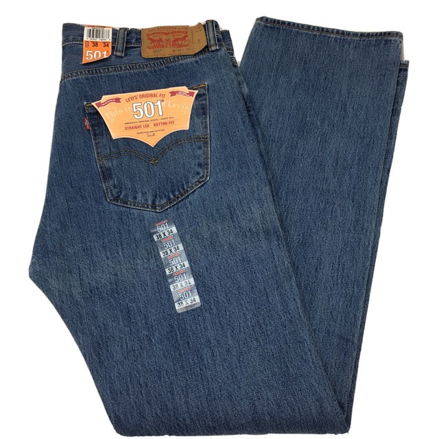 Levi's Mens 501 Original Denim Jeans 38w X 34l 34 Medium Stonewash Blue ...