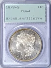 1878 S PCGS RATTLER MS 64 MORGAN SILVER DOLLAR ERROR LABELED AS TRADE DOLLAER