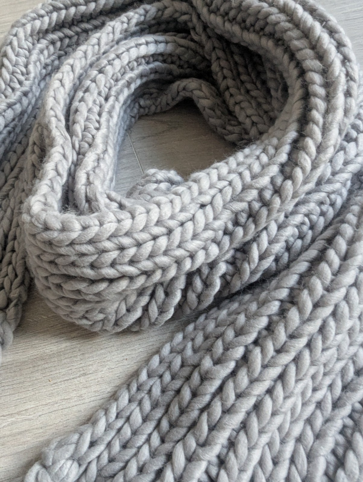 Primark Atmosphere Chunky Knit Grey Scarf Tassel Fringe image 3