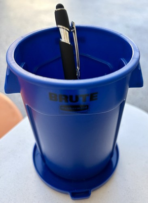 #ad Rubbermaid Mini BRUTE Trash Can amp; Lid Small Blue Salesman Sample 4.5” Tall $24.99