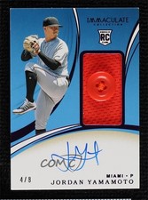 2020 Panini Immaculate Rookie Button 4/8 Jordan Yamamoto #104 Patch Auto w7p