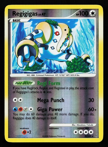 Regigigas 9/100 Reverse Holo Rare Stormfront Pokémon Card