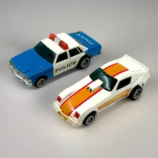 VINTAGE 1979 MATCHBOX SPEEDTRACK RACE N CHASE MONZA VS POLICE SLOT CARS SET OF 2
