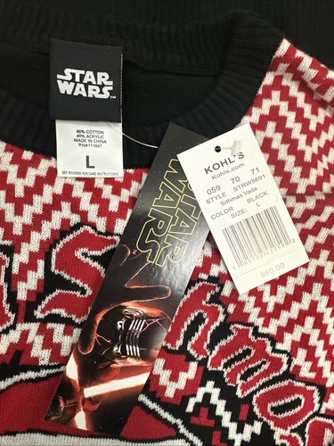 NWT Men's Disney Star Wars Merry Sithmas Darth Vader Christmas Sweater Sz Large - Picture 11 of 11