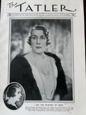 Victoria Eugenia Ex-Queen of Spain Tatler Magazine Cover Photo Sasha London 1934