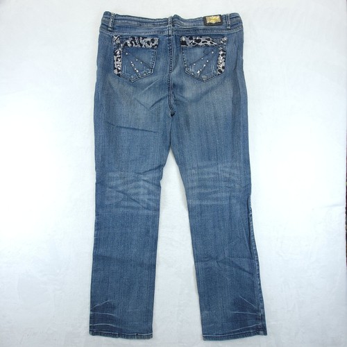 Grace In LA Jeans Damen Größe 17 Mid Rise Bootcut Denim Strass - Bild 2 von 12