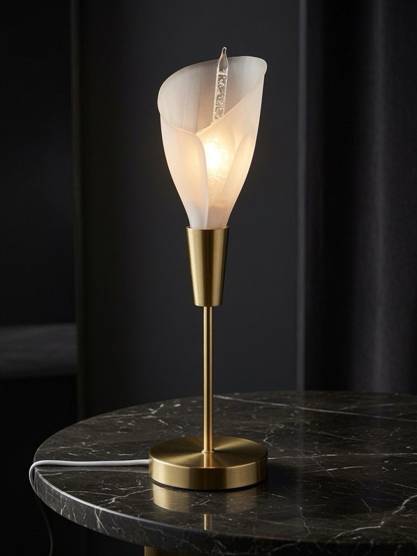 Calla Lily Table Lamp Hollywood Regency Style Vintage 80’s Retro Lotus Flower