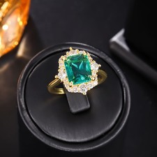 Luxury Baroque Green Gemstone Vintage Court R...
