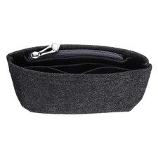 Purse Organizer Insert, Mini Felt Handbag Organizer with Zipper, Dark Gray