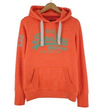 Vintage Superdry Hoodie Hooded Jumper Women Orange Cotton Rn1 Size S