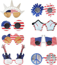 American Flag Glasses 8Pcs, Fourth 4Th of July Party Accessories, USA Veterans D