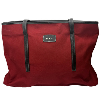 T. Anthony Red Canvas w/ Black Leather Accents Tote Bag 15x10x4''