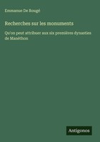 Emmanue De Rougé | Recherches Sur Les Monuments | Buch | FranzöSisch (2025)