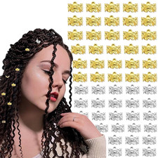 60 PCS Hair Jewelry for Braids Gold Silver Braid Clip Dreadlock Metal Accessorie