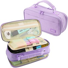 Pencil Case Large Capacity Pencil Case Organizer Double Zipper Storage Bag Bi...