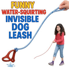 SQUIRTING INVISIBLE DOG LEASH Water Pee Joke Walking Gag Prank Toy Funny Clown
