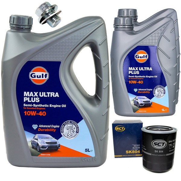 MotoröL Filter Set Gulf Max Ultra Plus 10W-40 7 Liter + Schraube FüR Toyota 2.0-image