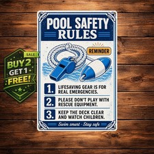 Swim Float Enjoy Sunshine Pool Rules Metal Sign Outdoor Wall Decor