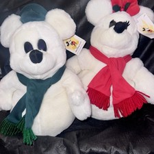 Vintage Snowman Mickey and Minnie 14" plush Disney Christmas