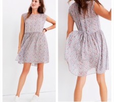 MADEWELL tie-back mini dress in shadowpetal Size S Floral Sheer Whimsy