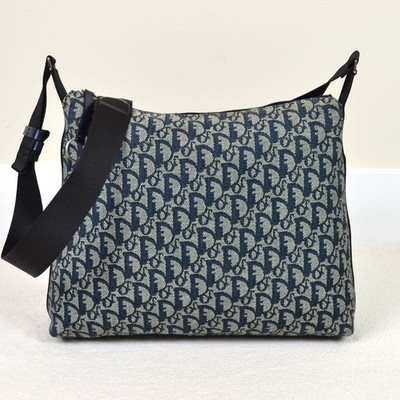 Christian Dior Diorissimo Blue Trotter Oblique Messenger Bag Purse Handbag