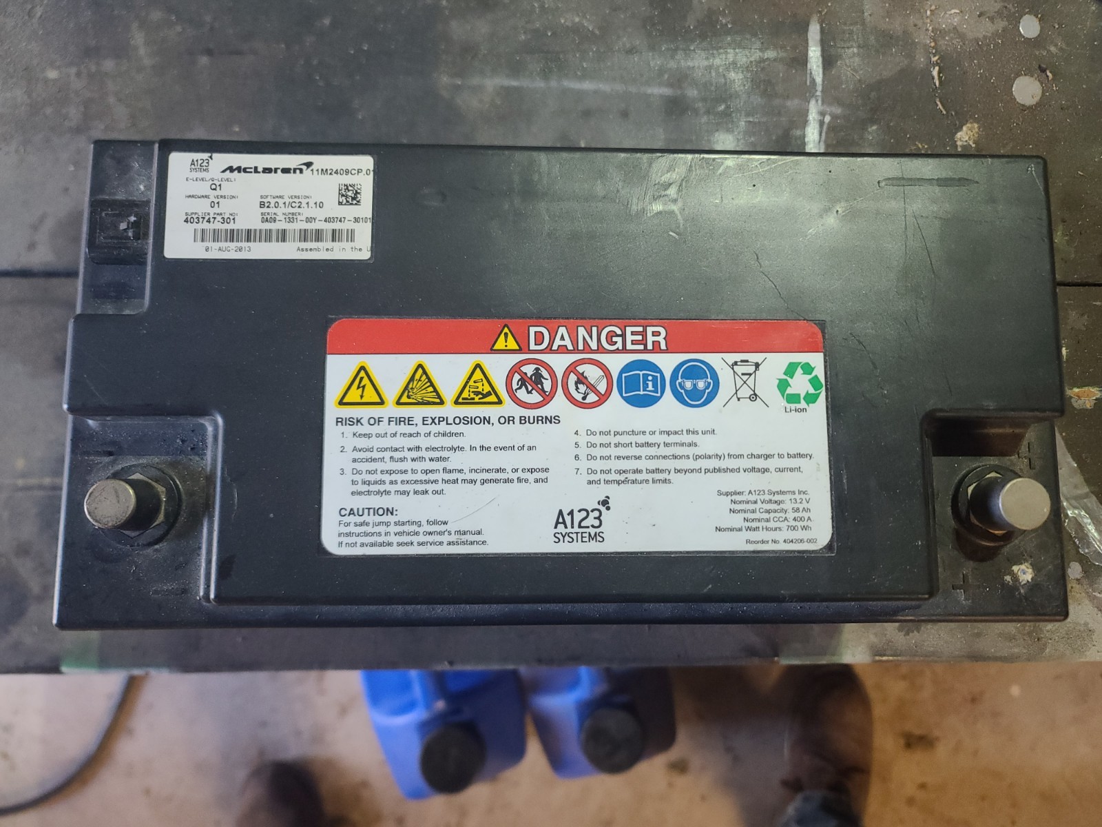 2013 Mclaren MP4-12C battery
