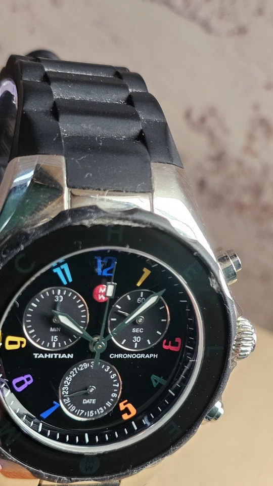 MICHELE Tahitian Jelly Bean Multi Color Watch Black MWW12F000014 - New Battery - Image 3 of 4