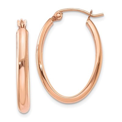 14 Karat Rotgold polierte halbrunde ovale Creolen L-23,5 mm, B-16,6 mm