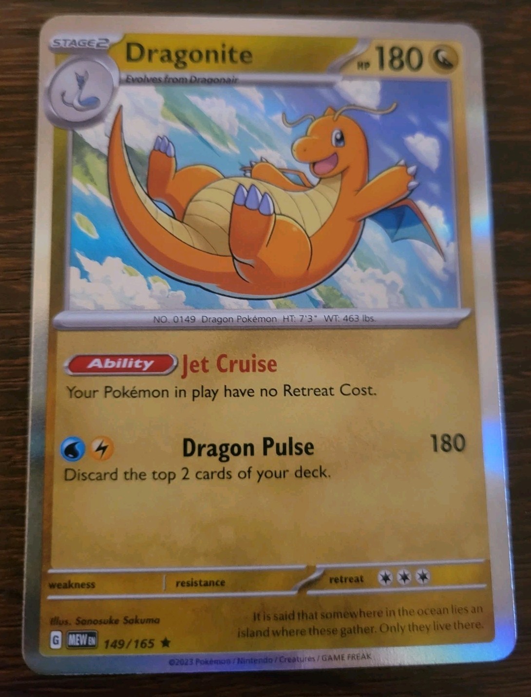 Pokémon Dragonite 149/165 Sv: Scarlet & Violet 151 Rare Hole NM