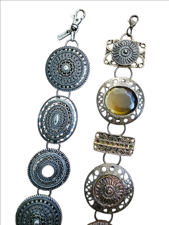 Лот из 2 серебряных и янтарных цепных ремней Chico's Boho Gypsy Festival 40 дюймов и 42 дюйма - Изображение 2 из 4