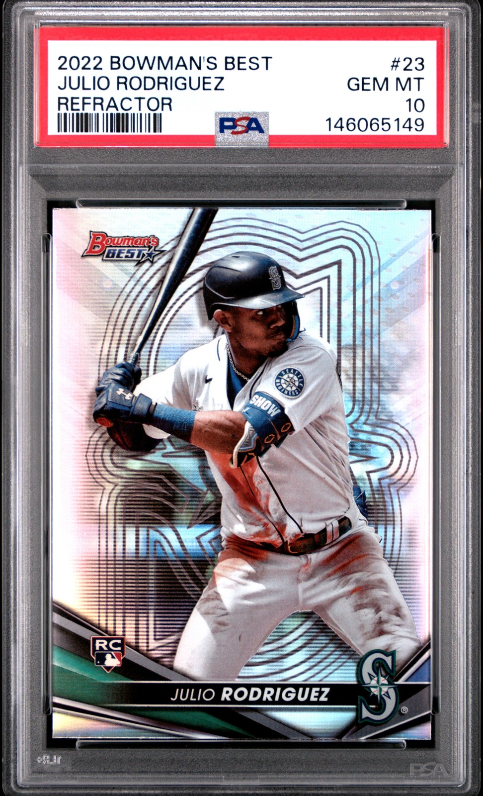 2022 BOWMAN'S BEST REFRACTOR #23 JULIO RODRIGUEZ ROOKIE RC PSA 10