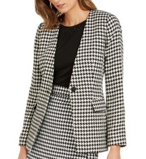 Calvin Klein Women  s Houndstooth Blazer Jacket Size 10 Black  White NWT 159