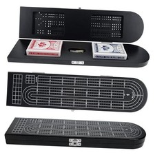 Wooden Cribbage Board Game Set Stained Continuous 3 Track for 2-3 Players Black