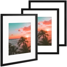 16x20 Picture Frames 3 Pack with Mat For 11x14 or without Engineered Wood Photo