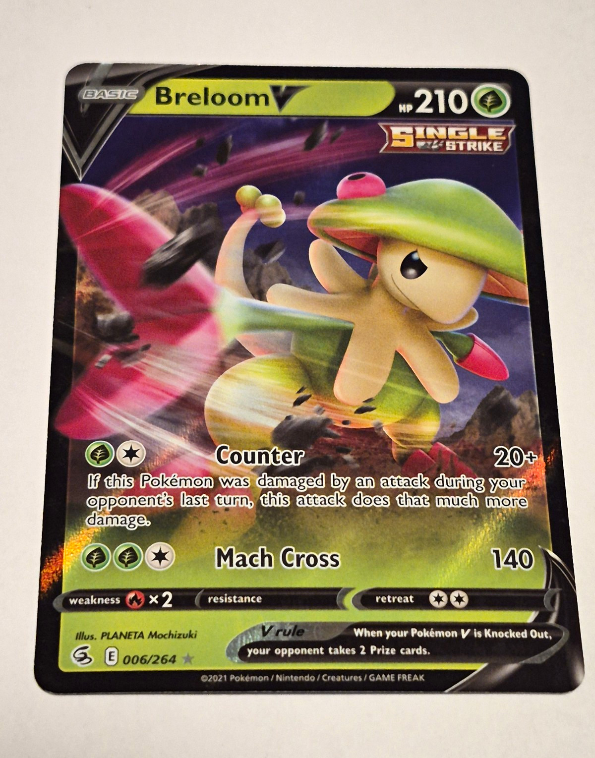 Breloom V 006/264 Swsh08 Fusion Strike Holo Ultra Rare Pokemon TCG 